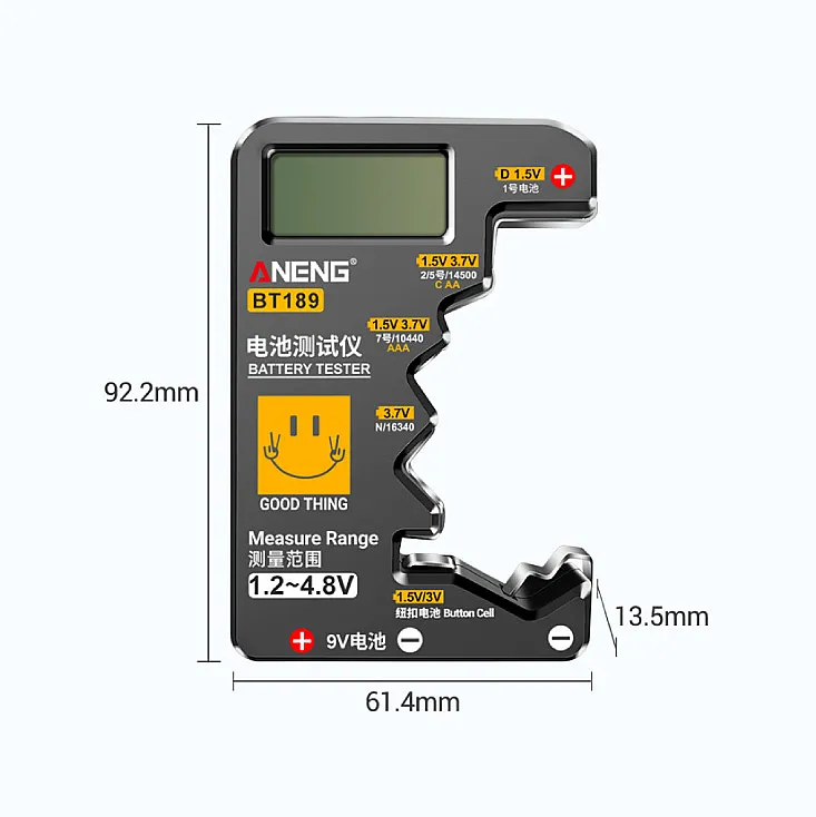 Tester baterija (AA,AAA,C,D),9V,Li-Ion,dugmaste BT-189