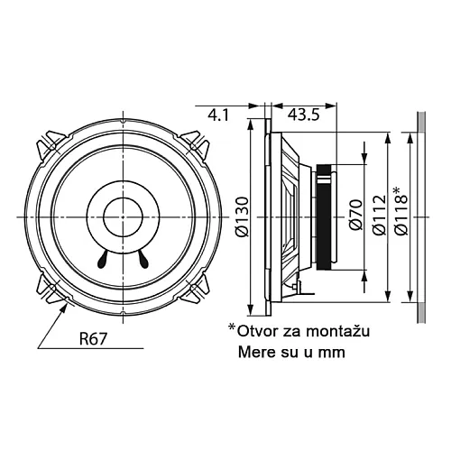 Kenwood auto zvučnici 130mm 30W KFC-S1356