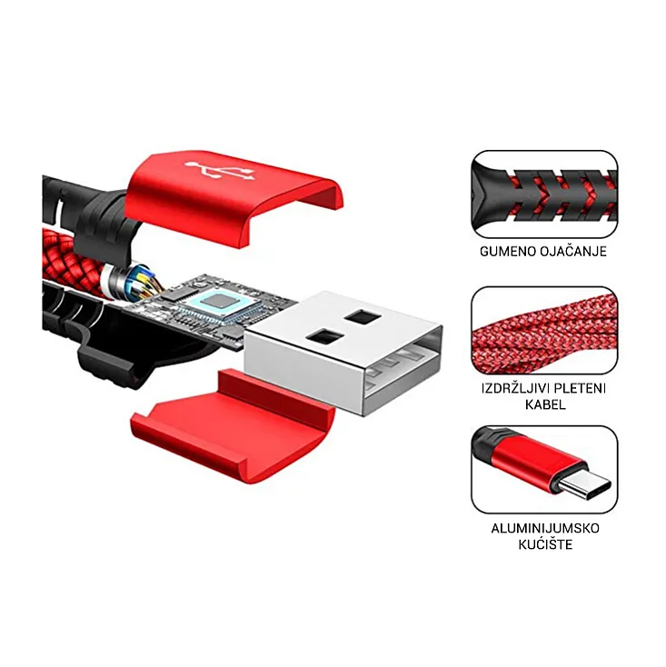 USB 2.0 kabel, USB A- USB micro B, 1m USBKP-A/microB