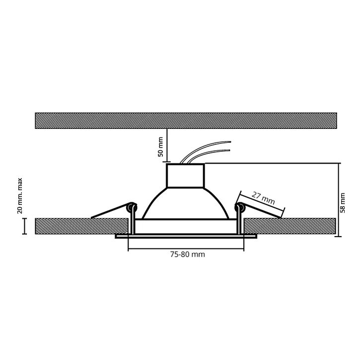 Ugradna rozetna + GU10 grlo R-A101/W