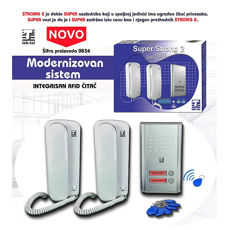 Žični interfon sa RFID čitačem T834