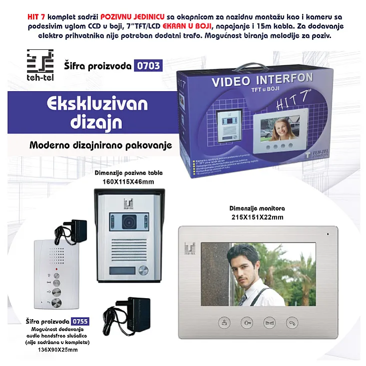Kolor video interfon T703