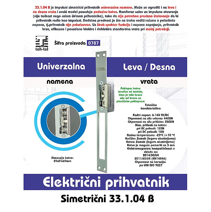 Univerzalna elektromagnetna brava T787