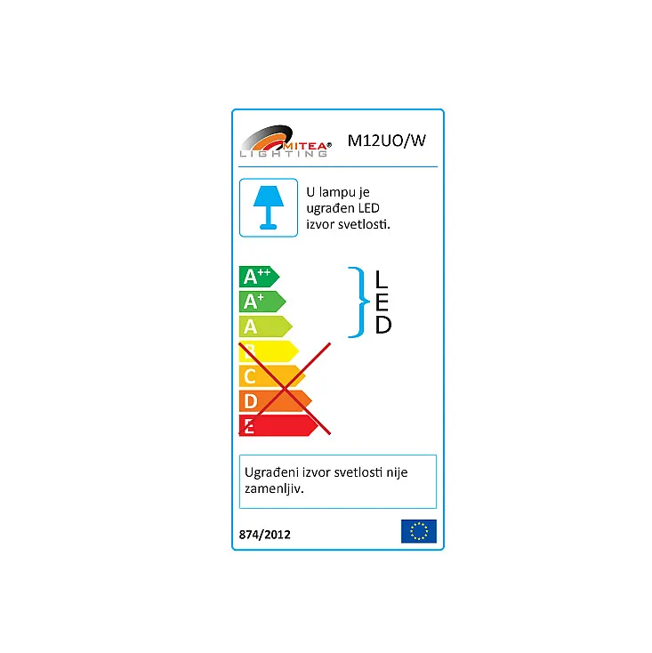 LED ugradna panel lampa 12W hladno bela M12UO/W