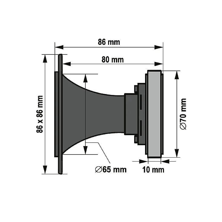 Visokotonski PA zvučnik 86x86mm 60W DP11