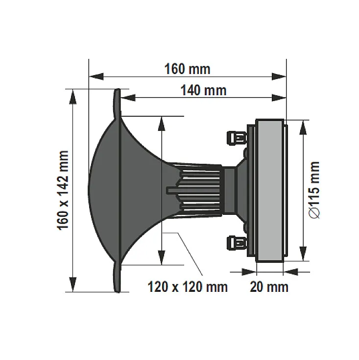 Visokotonski PA zvučnik 160x124mm 80W DPH1417