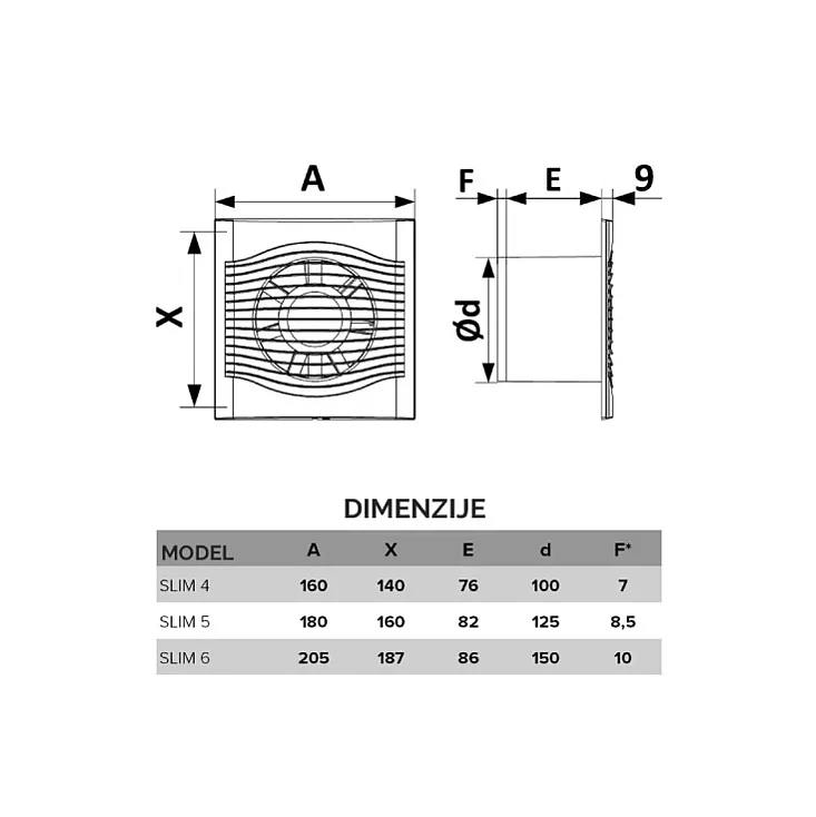 Izduvni ventilator 100mm SLIM4C