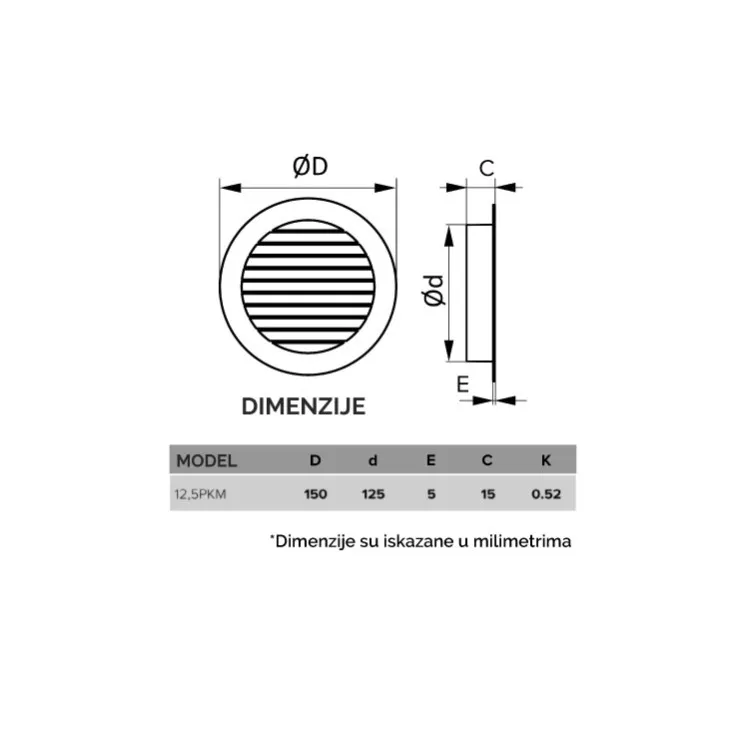 Aluminijumska žaluzina 150mm 108E