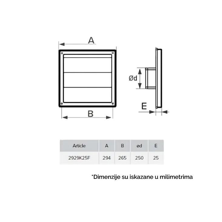 Plastična žaluzina 294x294mm 132E