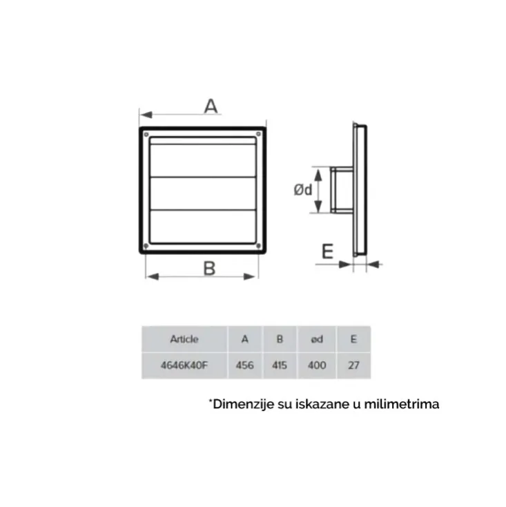 Plastična žaluzina 460x460mm 284E