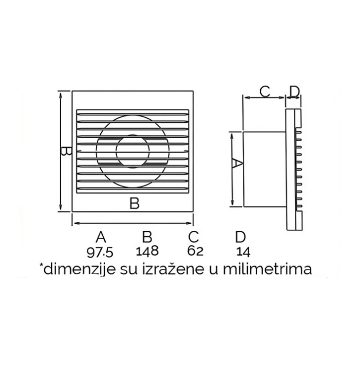 Izduvni ventilator 100mm WIND100