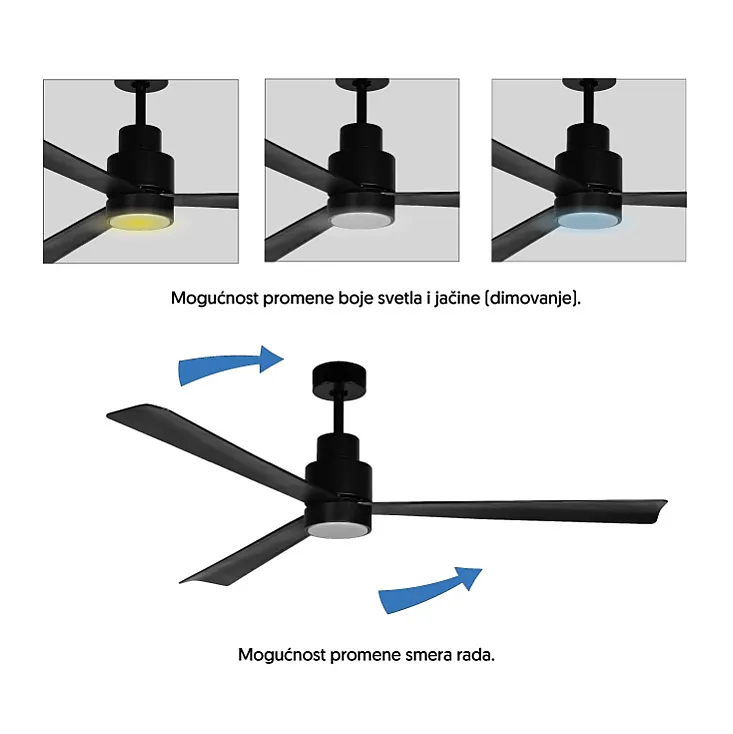 Prosto plafonski ventilator sa LED svetlom 132cm CFB036L-3/30