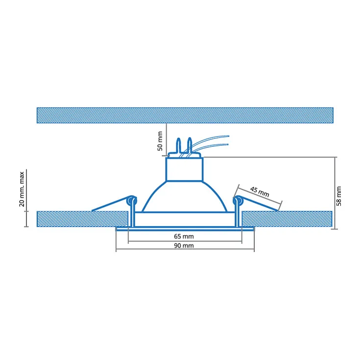 Ugradna rozetna + GU10 grlo R-S002/BK