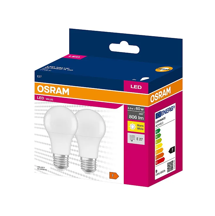 2 kom. LED sijalice Osram toplo bela 8.5W 4058075721456E