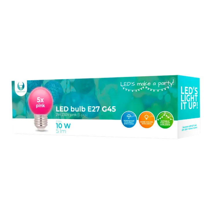 Set 5 kom. roze LED sijalica E27 RTV100008