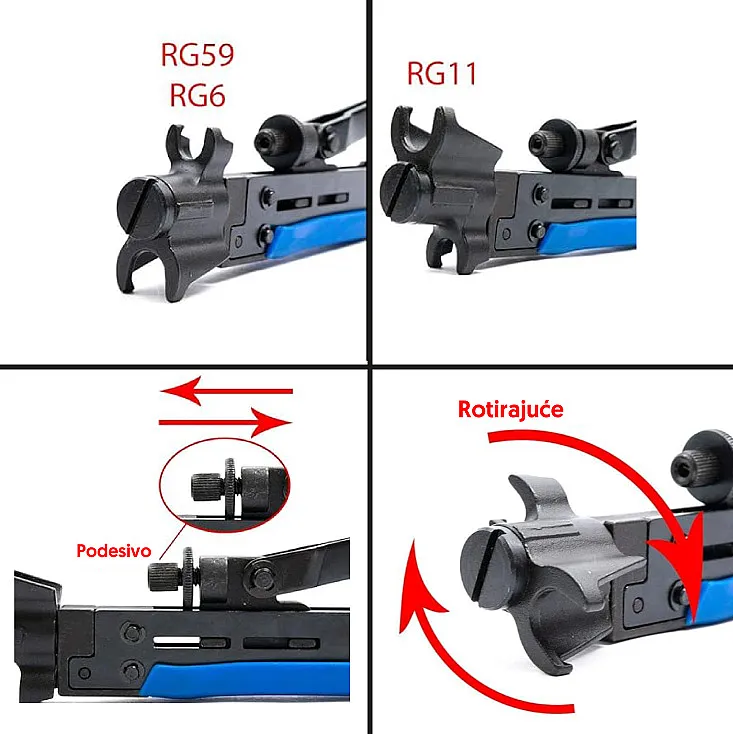 Klešta za kompresione F konektore RG6, RG59, RG11 HLT-548