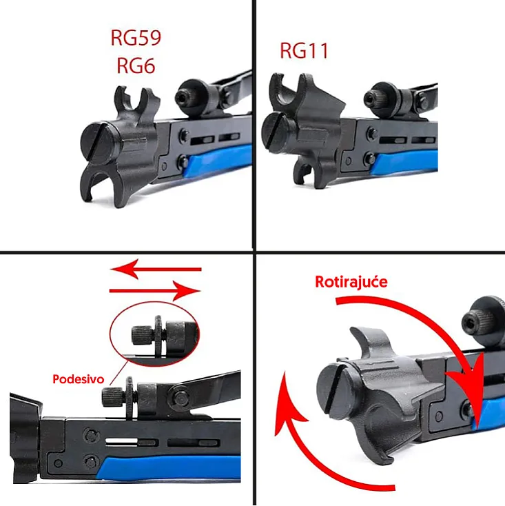 Klešta za kompresione F konektore RG6, RG59, RG11 HLT-548
