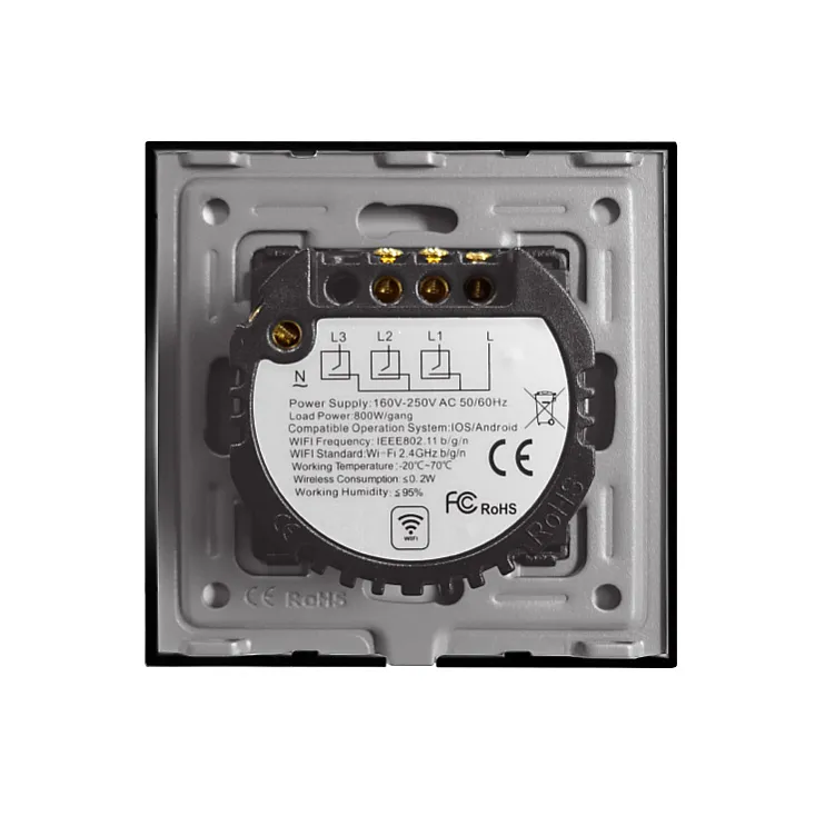 Wi-Fi smart prekidač svetla bez N provodnika 2x10A WFPS-G02/BK