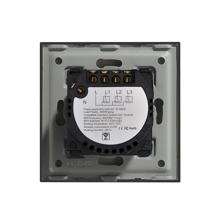 Wi-Fi smart prekidač svetla sa N provodnikom 3x5A WFPS-N03/BK