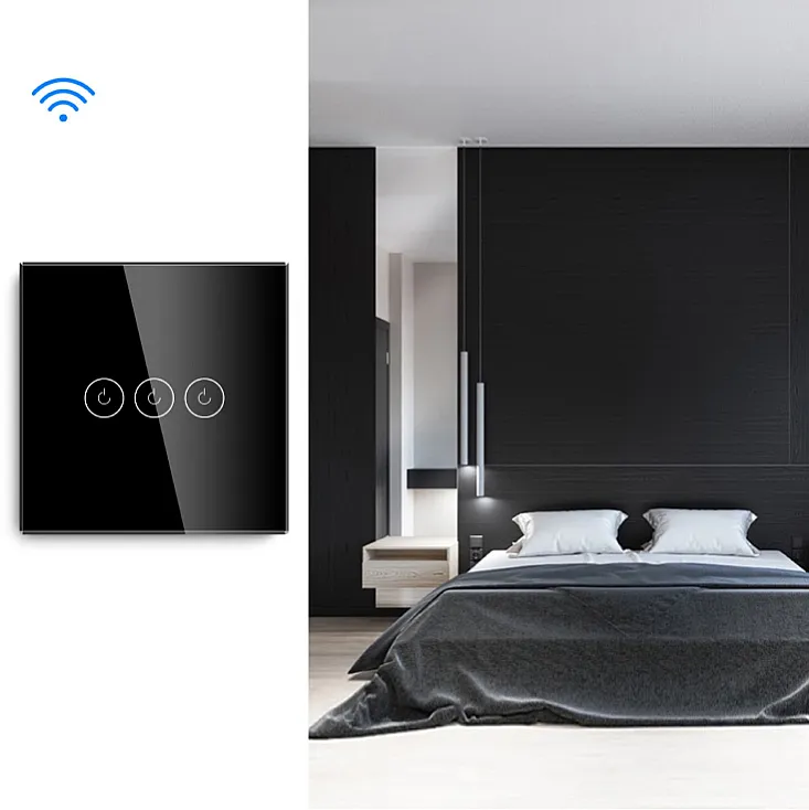 Wi-Fi smart prekidač svetla sa N provodnikom 3x5A WFPS-N03/BK