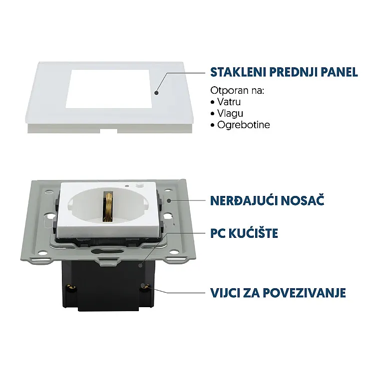 Uzidna Wi-Fi smart utičnica sa meračem potrošnje WFZU-W01/WH