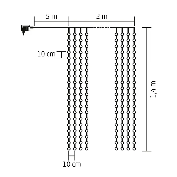 Svetleći niz sa 294 toplo bele LED diode KIN294C/WW