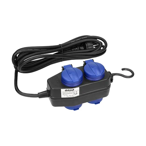 Priključnica OR-AE-13160(GS)/5M prenosna dvostruka heavy-duty IP44, 5m kabl Orno