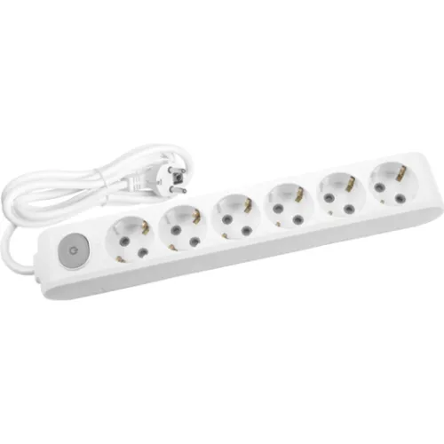 Priklj.prenosna bela šestostruka sa prek. 6MPx5m 3x1,5mm2 16A 250V WLTA0465-2WH EU4 X-tendia Panasonic