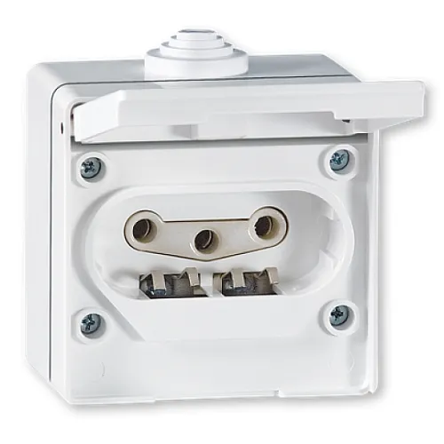 Priključnica bela šuho III plastična IP54 16A 203 OG Aling