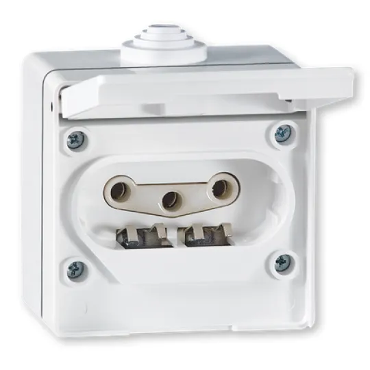 Priključnica bela šuho III plastična IP54 16A 203 OG Aling