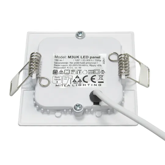 Ugradni kvadratni LED panel beli 3W 6500K M3UK