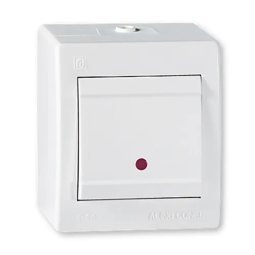 Prekidač beli običan sa indikacijom IP44 2591.00 OG Aling