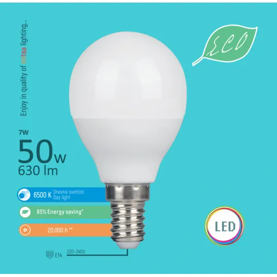 LED ECO sijalica E14 7W G45 6500K 220-240V