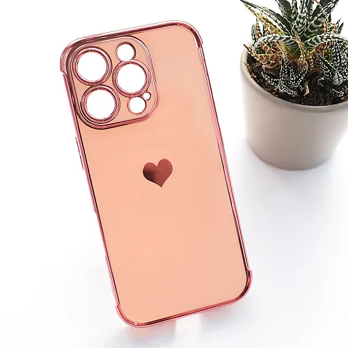 Maska Heart Frame za iPhone 15 Pro roze