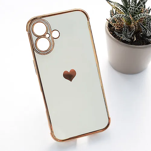 Maska Heart Frame za iPhone 16 bela