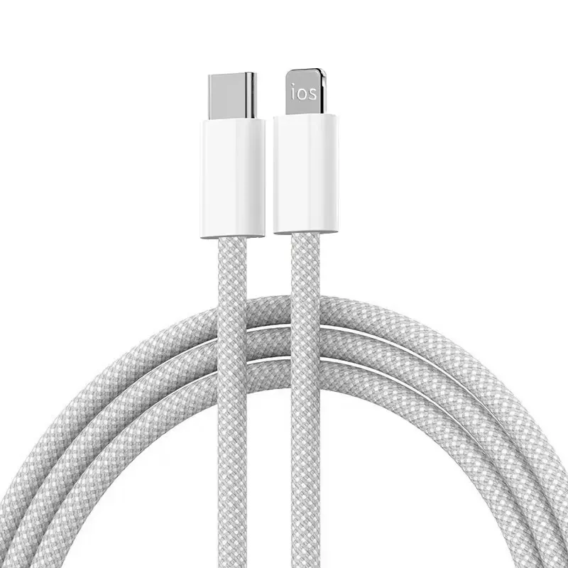 Kabel Braided PD Type-C na Lightning 20W beli