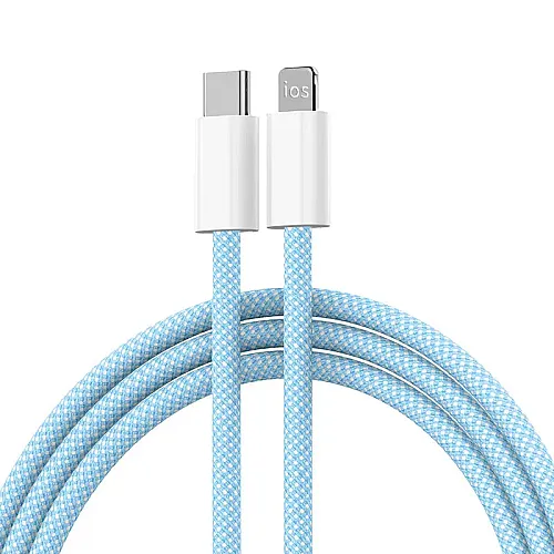 Kabel Braided PD Type-C na Lightning 20W plavi