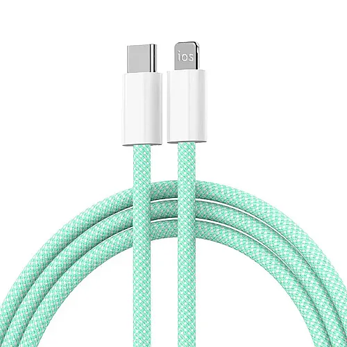 Kabel Braided PD Type-C na Lightning 20W zeleni