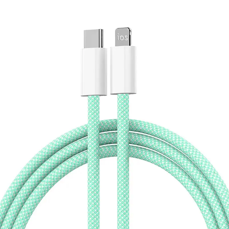 Kabel Braided PD Type-C na Lightning 20W zeleni