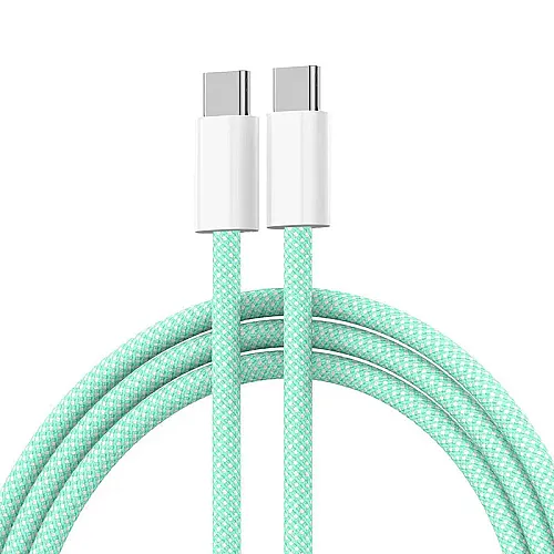 Kabel Braided iPhone PD Type-C na Type-C 20W zeleni 1m