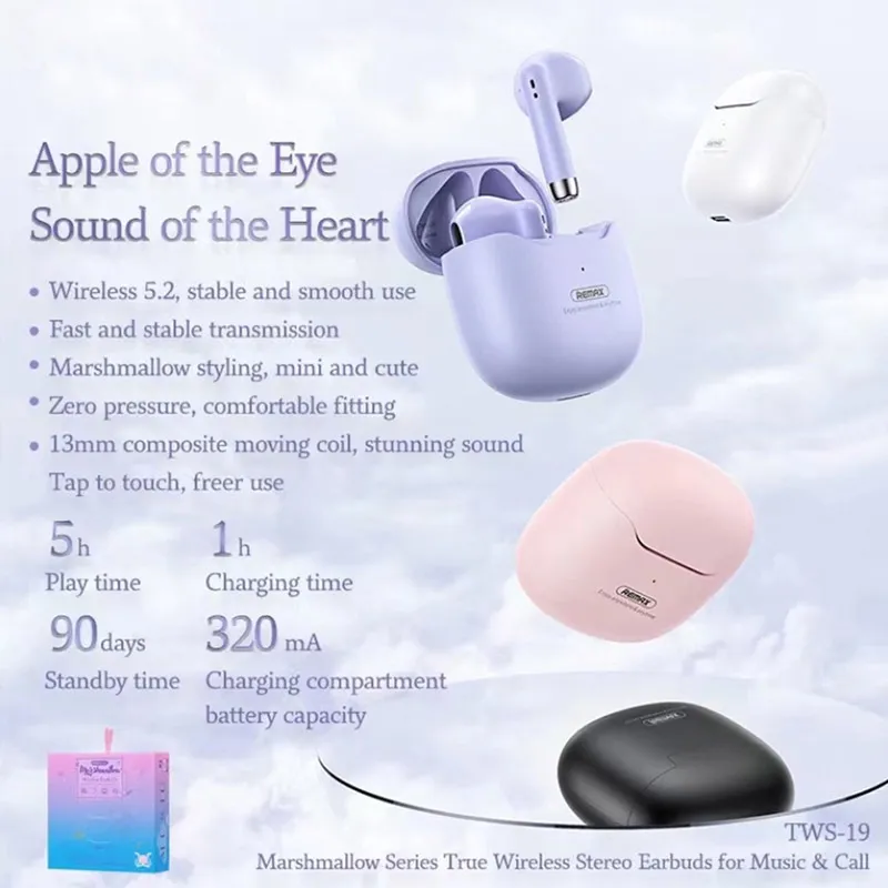 Bluetooth slušalice REMAX Marshmallow Series TWS-19 bele