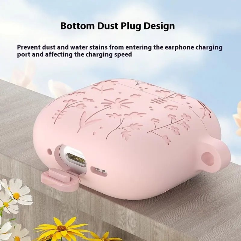 Zaštitna futrola Flower za Airpods 4 ljubičasta
