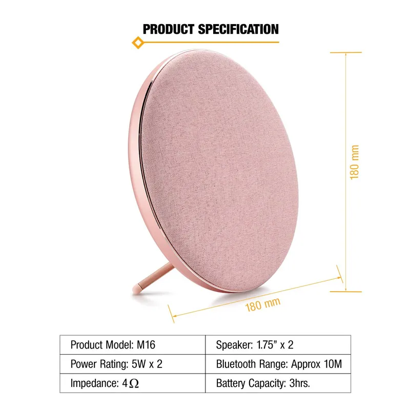 Bluetooth zvučnik Jonter M16 BTSM1/ 16 pink