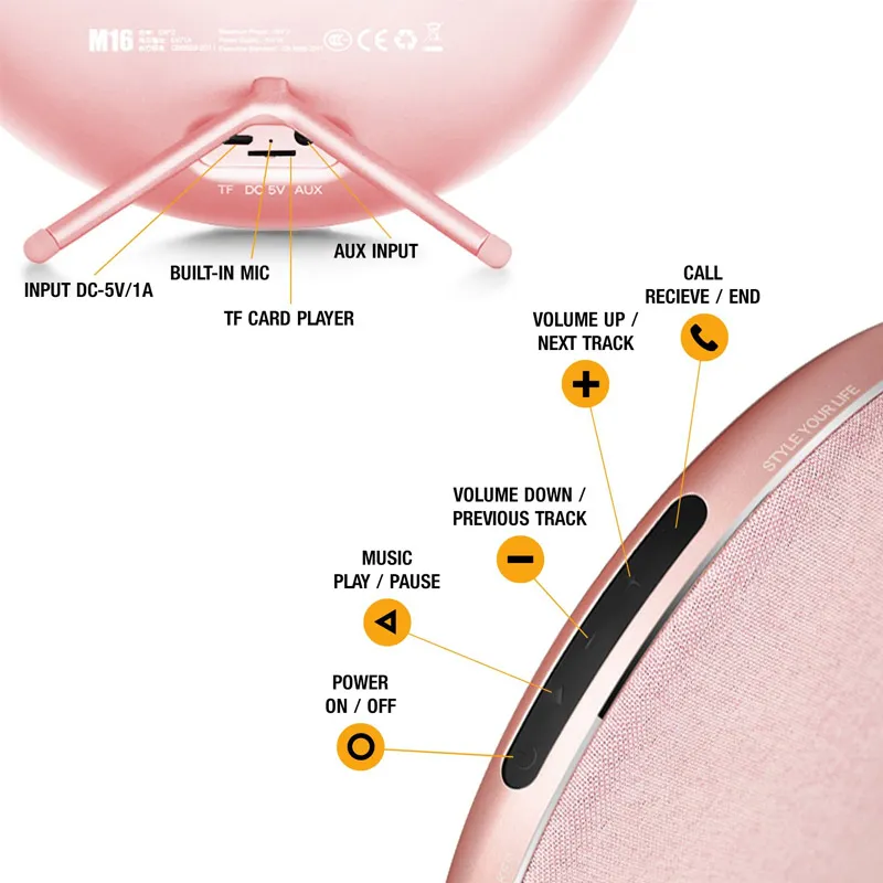 Bluetooth zvučnik Jonter M16 BTSM1/ 16 pink