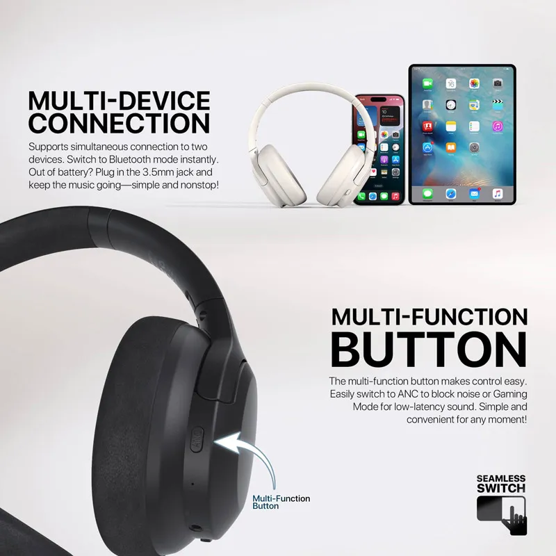 Bluetooth slušalice Fantech GO Vibe WH05A sive