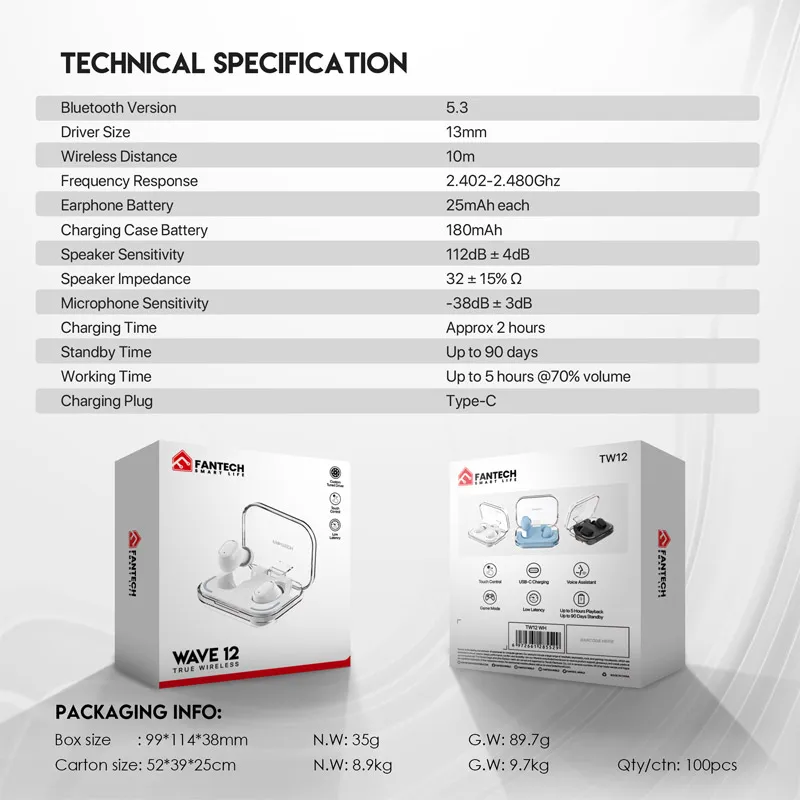Bluetooth slušalice Fantech Wave 12 crne