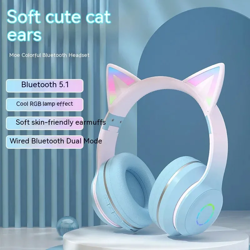 Bluetooth slušalice LED roze