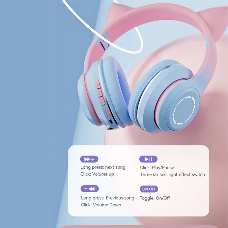 Bluetooth slušalice LED roze