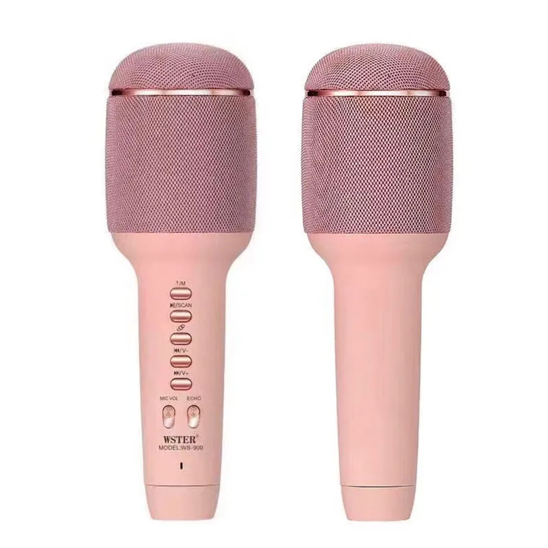 Mikrofon karaoke + zvučnik WS-900 roze zlatni