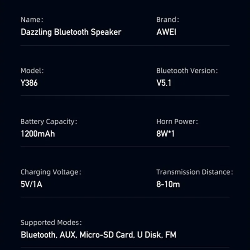 Bluetooth zvučnik Awei Y386
